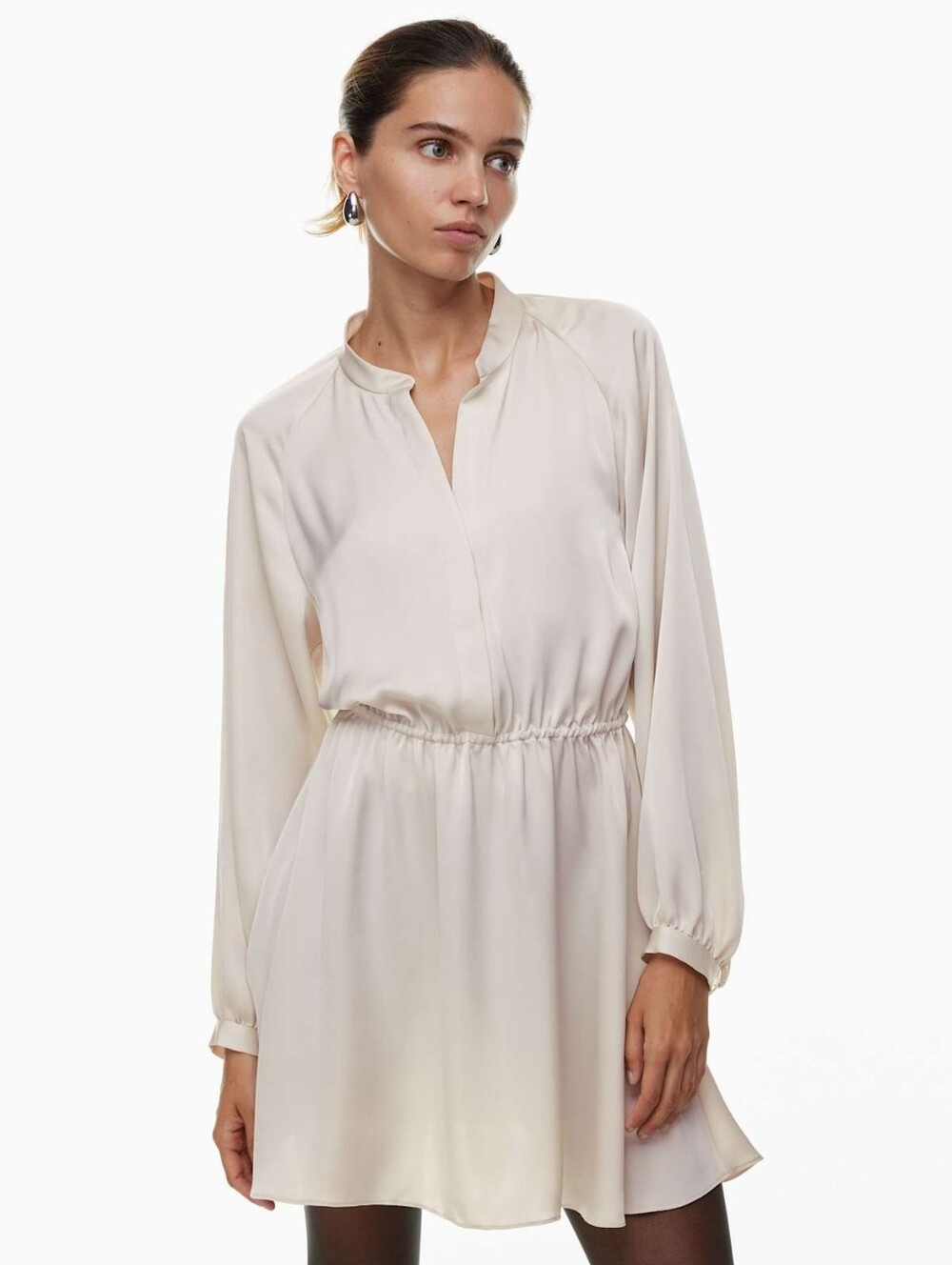 $148 BABATON x Aritzia Lexington Satin Dress Matte Pearl